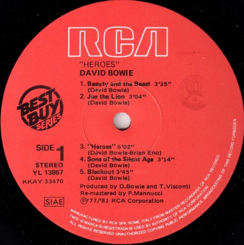 This is a thumbnail + LP 1981 Heroes RCA YL 13857 Italy Label 1.jpg